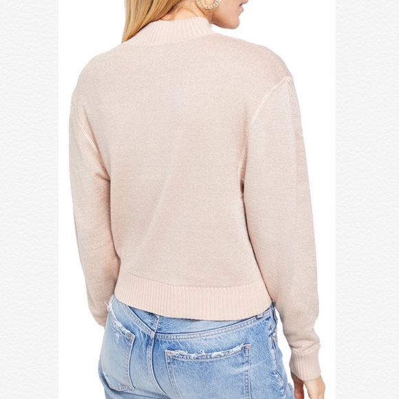 Free People Mock Neck Puffed Sleeves Sweater - Picture 6 of 8